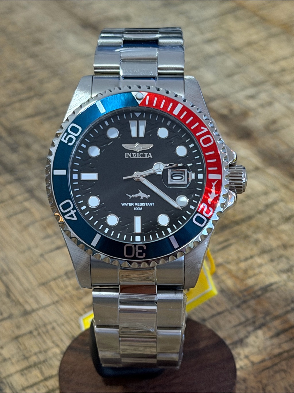 New Invicta Pro Diver 44708 Pepsi Bezel Stainless Steel Dive Watch 43mm Nib